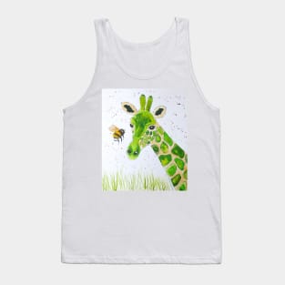 Cute Green Giraffe and a Bumble bee Tank Top